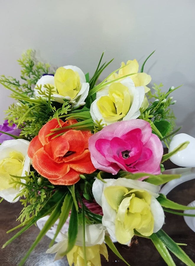 VRB Dec مزهرية زهور عصرية على شكل دورة من VRB Dec مع باقات زهور للطاولة المركزية، غرفة النوم، غرفة المعيشة، ديكور المنزل والهدايا (عبوة من قطعة واحدة، سلة وردية، بلاستيك) - Image 3